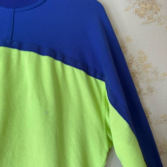 Vintage 80s 90s Nike retro neon green blue mock neck color block sweatshirt L - Picture 8 of 8